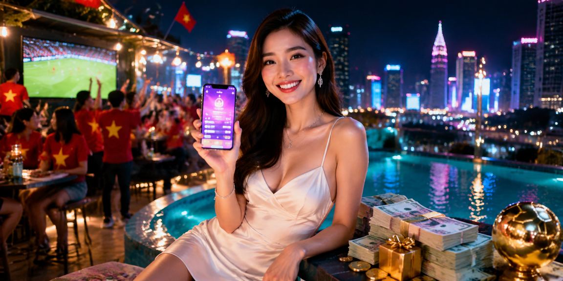 Người dùng tại TP. Hồ Chí Minh thực hiện giao dịch nạp tiền trực tuyến với ánh đèn neon về đêm